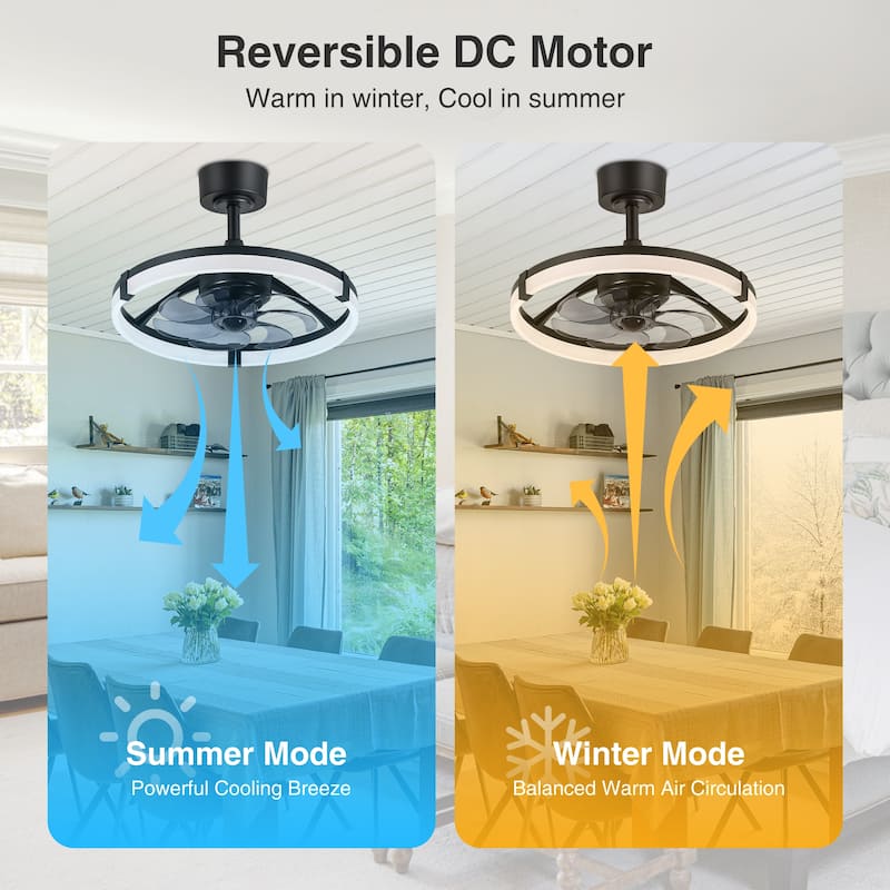 20"/23" Low Profile Dimmable Smart Ceiling Fan with Lights and Remote(6/7 ABS Blades)