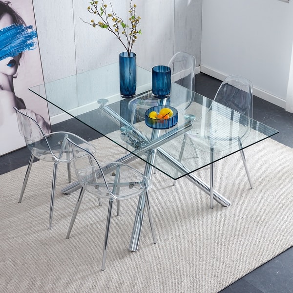 Armless Crystal Chair, Minimalist Transparent Dining Chair