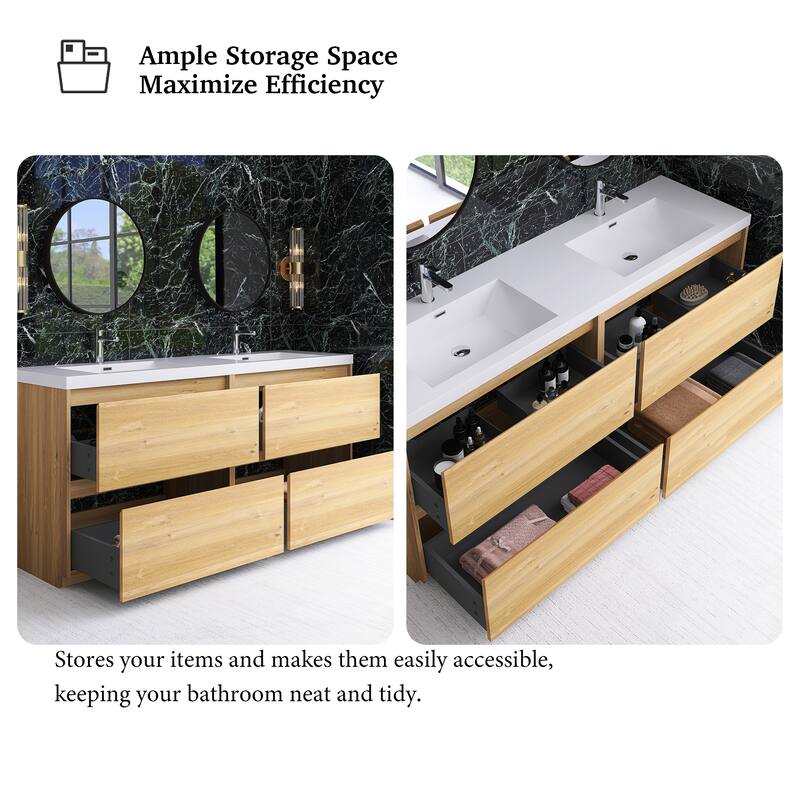 Freestanding Bathroom Vanity with Integrated Resin Top