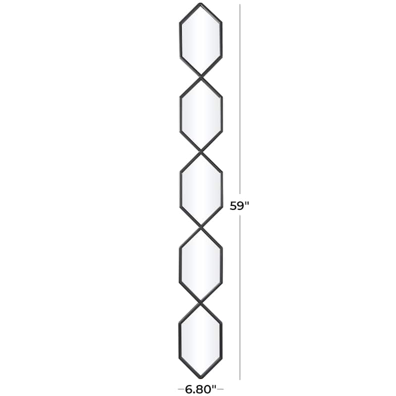 Metal Slim Stacked Chain 5 Layer Wall Mirror with Various Pattern and Foil Detailing - Silver, Gold, or Black