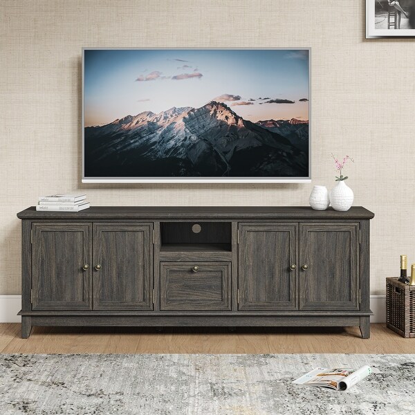 Rustic 72 Inch TV Stand with Adjustable Shelves Hidden Storage 72 in Width On Sale Bed Bath Beyond 39498187