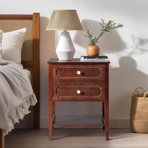 Solid Wood Nightstand - Brown