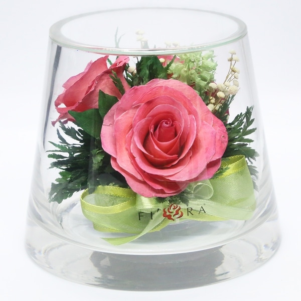 Preserved Bright Pink Roses Arrangements and Centerpiece In Vase