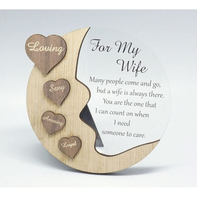 Moon With Words On Hearts And Text Message- For My Wife Plaque