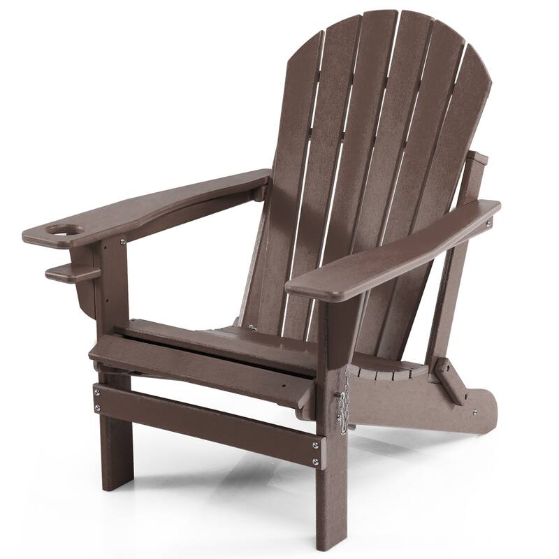 Costway Patio Folding Adirondack Chair HDPE All-Weather Pull-Out - 30''x 53''x 36.5''