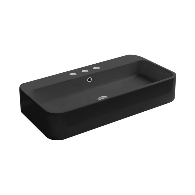 WS Bath Collections Cosa 39-3/8" Rectangular Ceramic Vessel or Wall - Matte Black