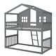 preview thumbnail 6 of 18, Twin Over Twin House Bunk Bed with Roof, Window, and Ladder