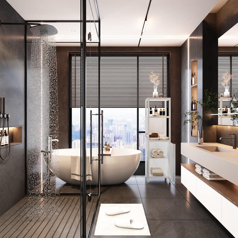 linen tower bamboo storage cabinet, suitable for main living spaces such as bathrooms, bedrooms, and living rooms