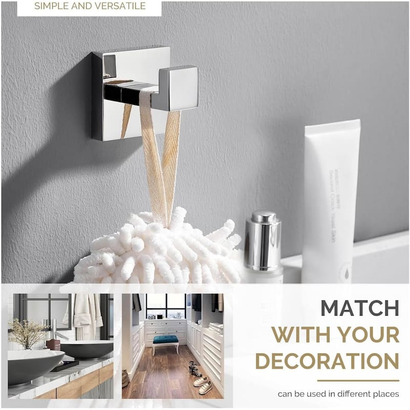 Angle simple towel hook for bathroom, 304 stainless steel shower towel hanger, wall coat hook. - Silver
