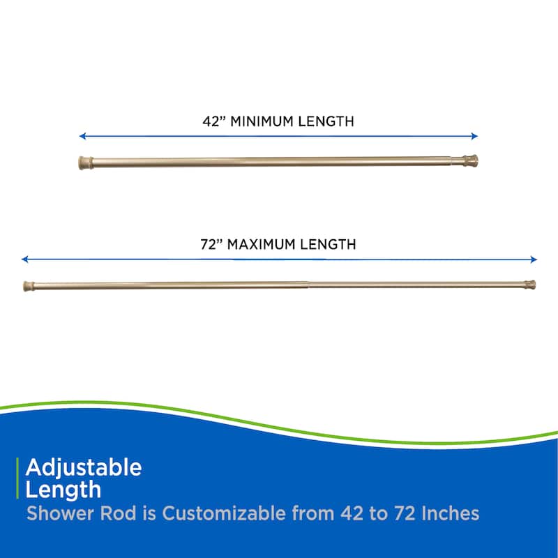 Kenney Twist & Fit No Tools Camlock Tension Shower Curtain Rod, 42-72"