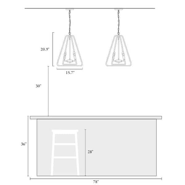 dimension image slide 2 of 4, LALUZ Modern 4-Light Black Gold Chandelier Lantern Pendant for Kitchen Island Dining Room