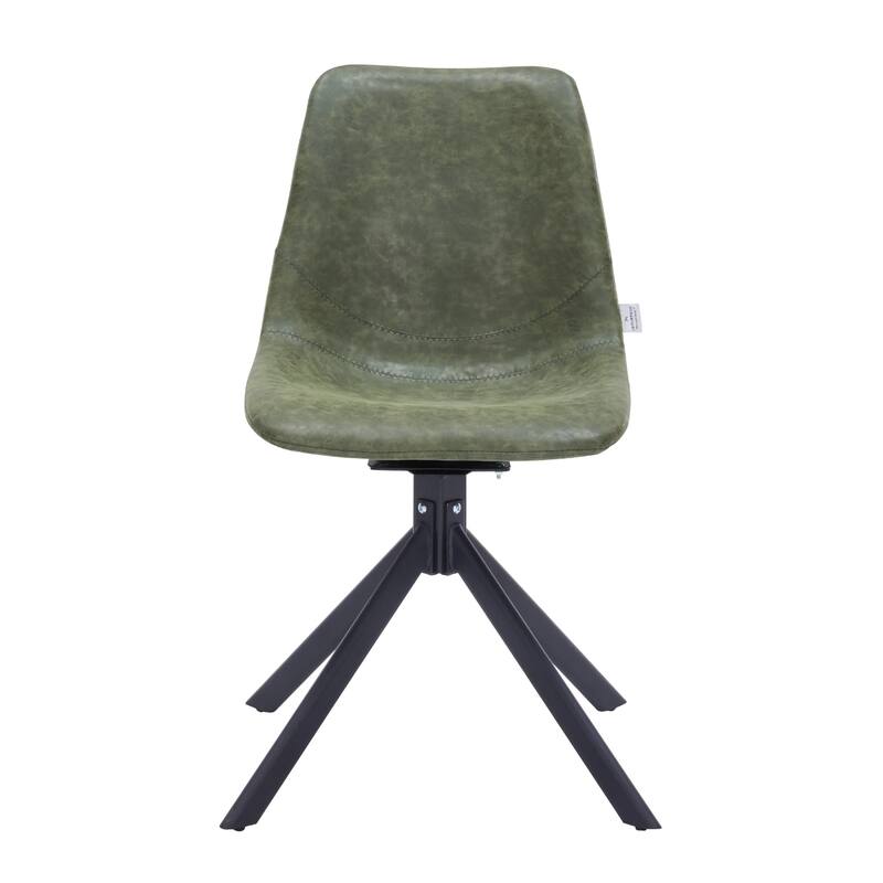 Markley Leather Dining Chair 360 Degree Swivel with Iron legs Modern Accent Side Chair Set of 2