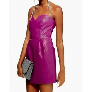 topshop pink leather dress