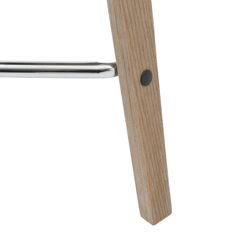 Leather Counter Stool Swivel Square Seat Poplar Wood Frame Iron Foot Rest