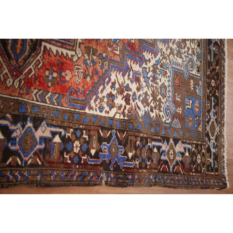 Hand Knotted Oriental 100% Wool Carpet Traditional Medallion Red Heriz Area Rug - 10' 1'' X 7' 5''
