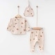 preview thumbnail 1 of 4, Autumn Leaf Baby Clothes Set - 3 Pcs Beige