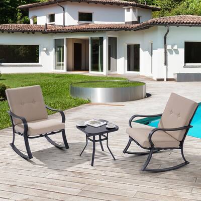 Bonosuki 3-piece Rocking Chair Patio Bistro Set with Side Table