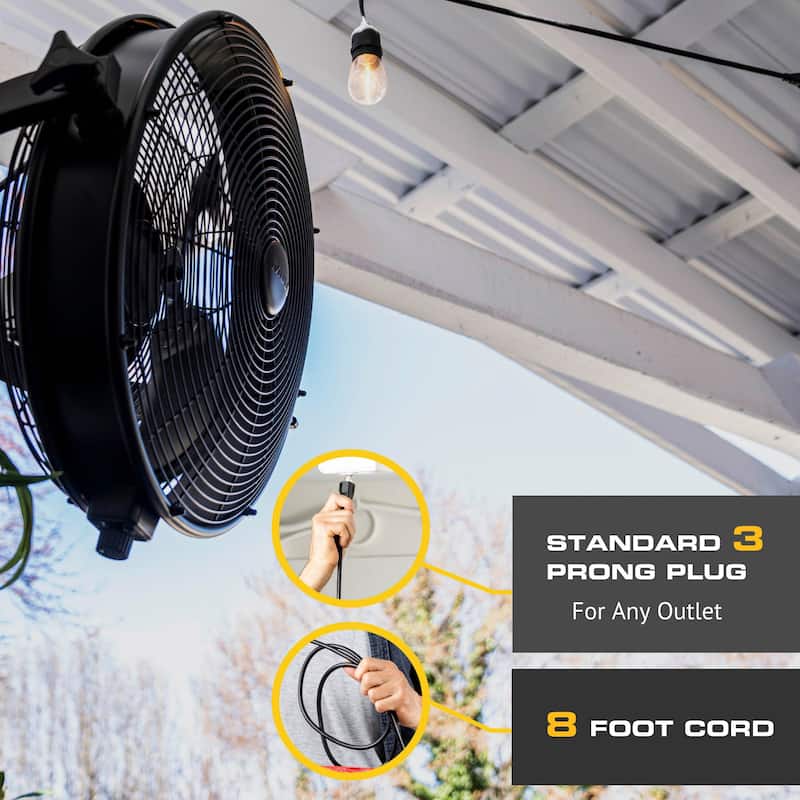 18" Mule Matte Black Outdoor Wet-Rated Wall Fan - 18 Inches