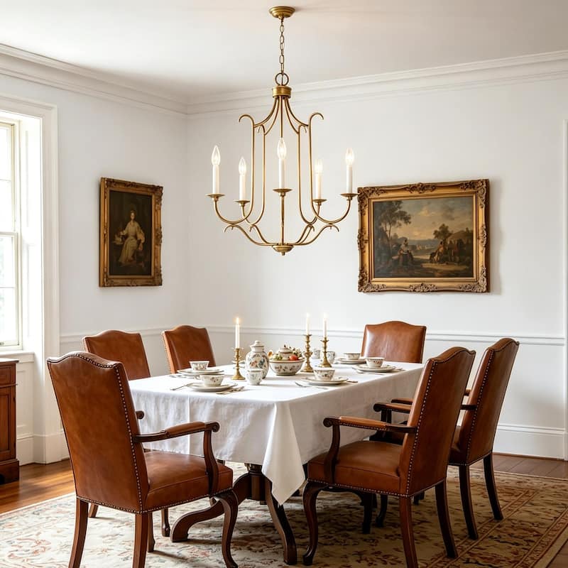 Mid-century Modern Gold French Country Candle Unique Chandelier Vintage Dining Room Pendant Lighting
