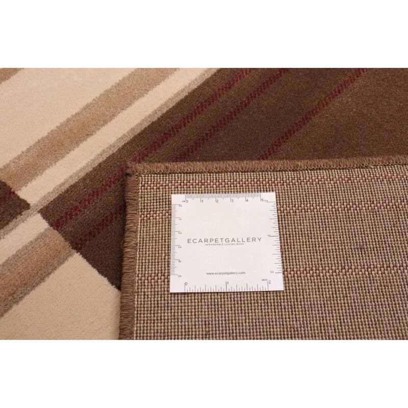 ECARPETGALLERY Machine Woven Lotus Mod Brown Polypropylene Rug - 5'3 x 7'7