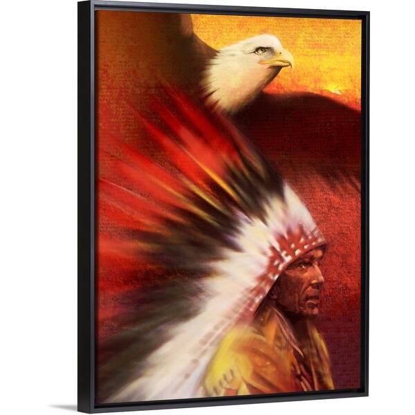 Shop Native American Man With Bald Eagle Black Float Frame