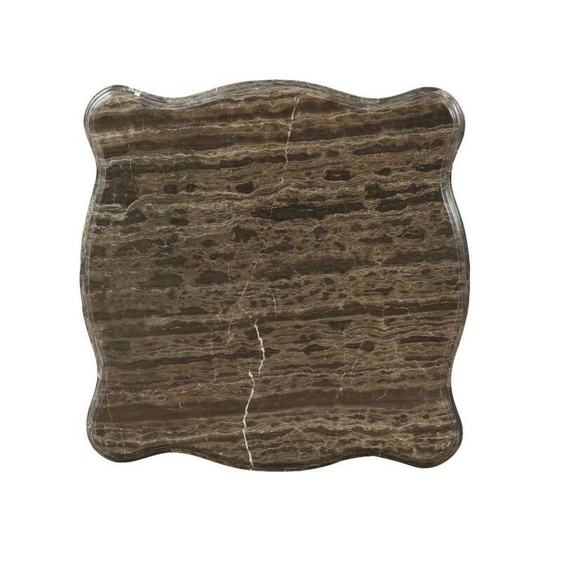 30 in. Brown and Gray Rectangle Faux Marble End Table with Cabriole Legs