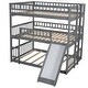 preview thumbnail 16 of 17, Full-Over-Full-Over-Full Triple Bed with Built-in Ladder and Slide , Triple Bunk Bed with Guardrails, Espresso