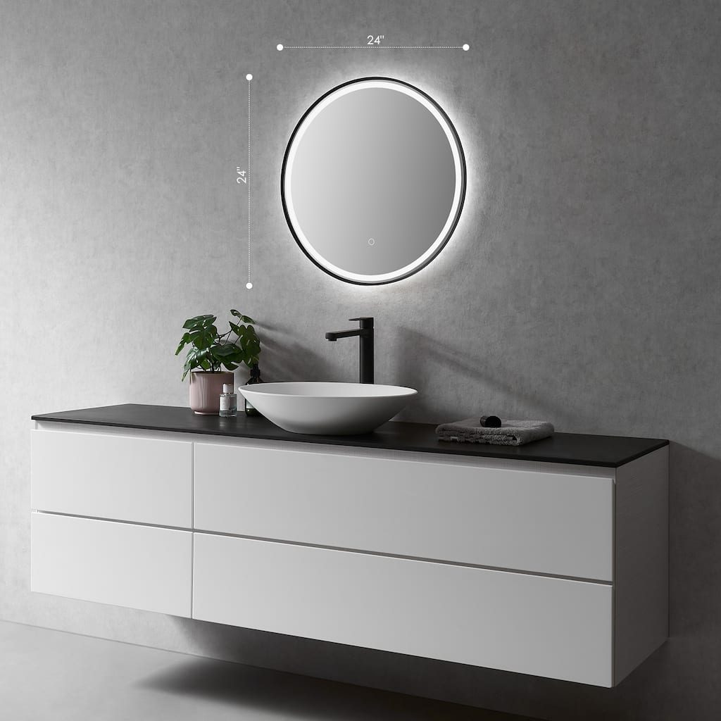 Altair Palme Round Framed Bathroom LED Lighted Wall Mirror