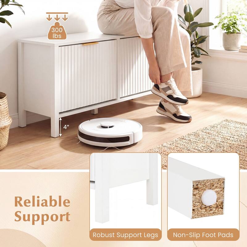 Gymax Shoe Storage Bench Narrow Wooden Entryway Bench w/ 2 Flip