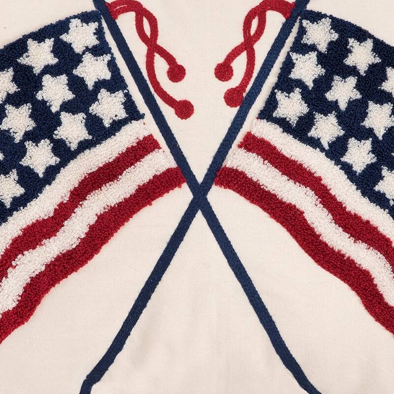 Double U.S.A. Flag July Fourth Hooked Throw Pillow