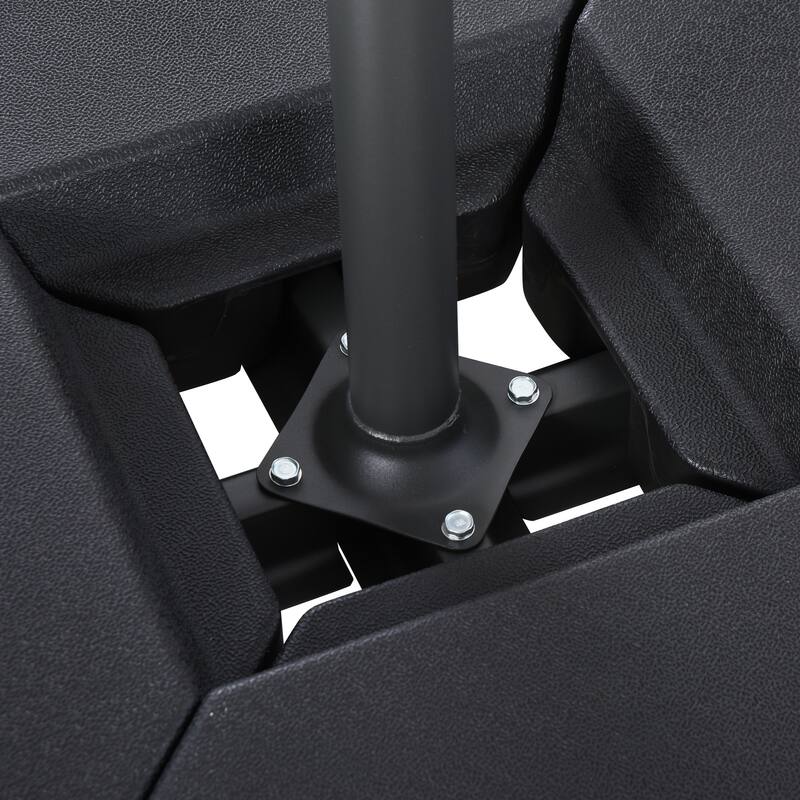 Outsunny Umbrella Stand Fitting 48mm Poles and Steel Base with 4 Fillable Plastic Weights, 4 Gal. Capacity Each, Black