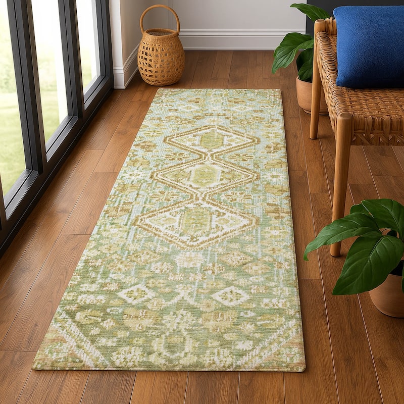 Premium Washable Super Soft Traditional Global Mayfield Rug - 2'3" x 7'6" - Sage