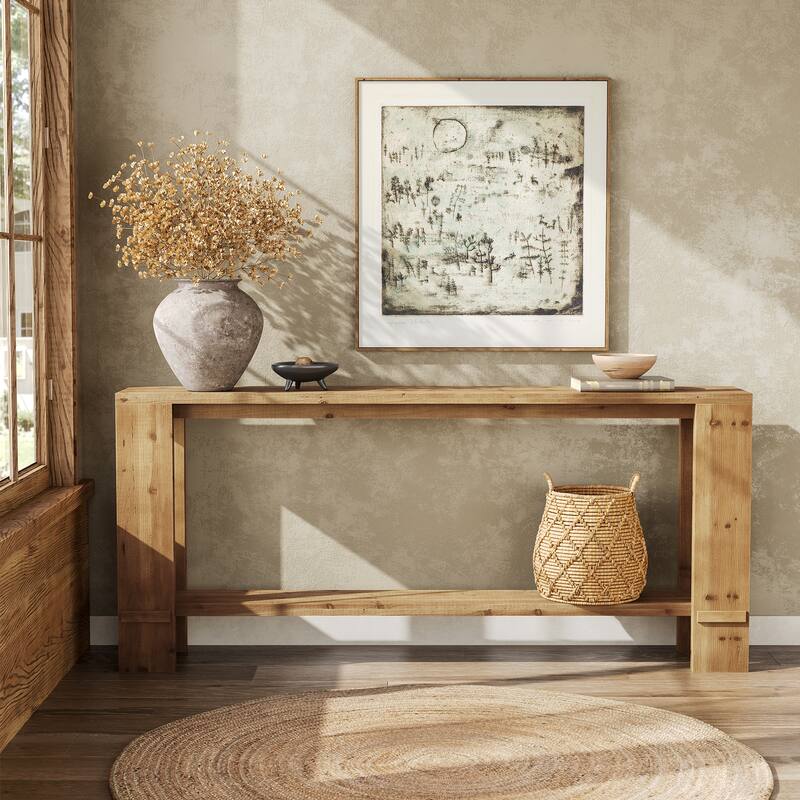 71'' Extra Long Solid Sood Console Table with Shelf for Entryway Living Room