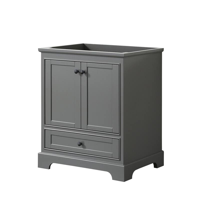 Wyndham Collection Deborah 29-1/4" Free Standing Single Wood Vanity - Dark Gray / Matte Black Hardware