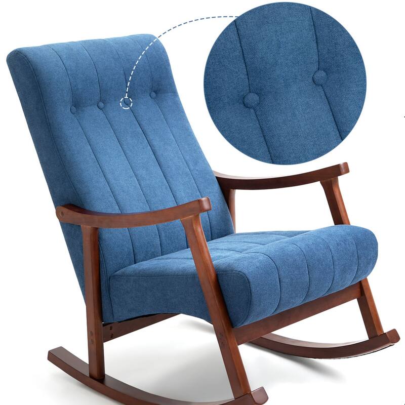 AVAWING Upholstered Rocking Chair Modern High Back Armchair Set of 2