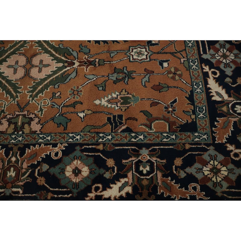 Hand Knotted Oriental 100% Wool Carpet Transitional All-Over Oranges & Rust Oushak Area Rug - 9' 10'' X 7' 11''