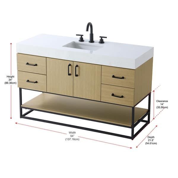 dimension image slide 8 of 12, Lennox 48 - 60 Inch Single Bathroom Vanity