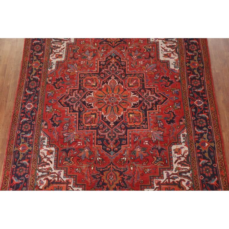 Hand Knotted Oriental 100% Wool Carpet Traditional Medallion Red Heriz Area Rug - 12' 3'' X 8' 4''