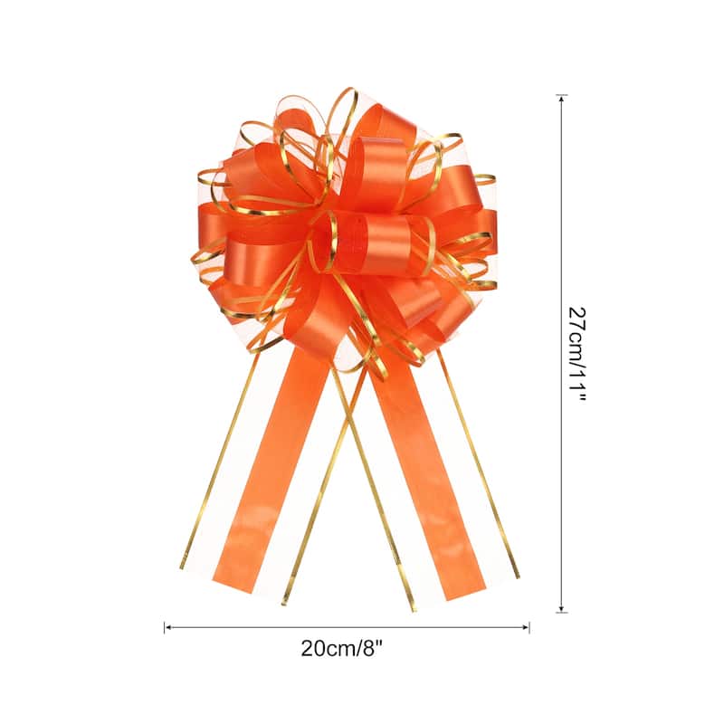 10pcs 6" Large Pull Bow Organza Gift Wrapping Bows Ribbon for Wedding - Orange Red - 8 Inch