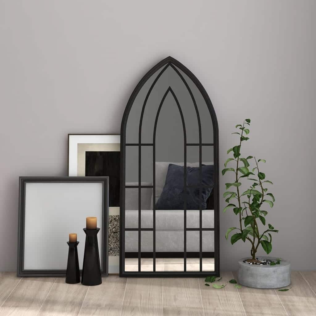 vidaXL Mirror Black Iron, Glass 39.4 x 17.7 in Mirror Mirror Other - 17.7 x 39.4 x 39.4 in