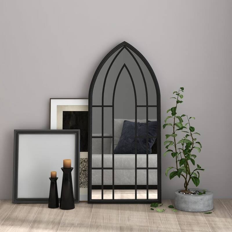 vidaXL Mirror Black Iron, Glass 39.4 x 17.7 in Mirror Mirror Other - 17.7 x 39.4 x 39.4 in