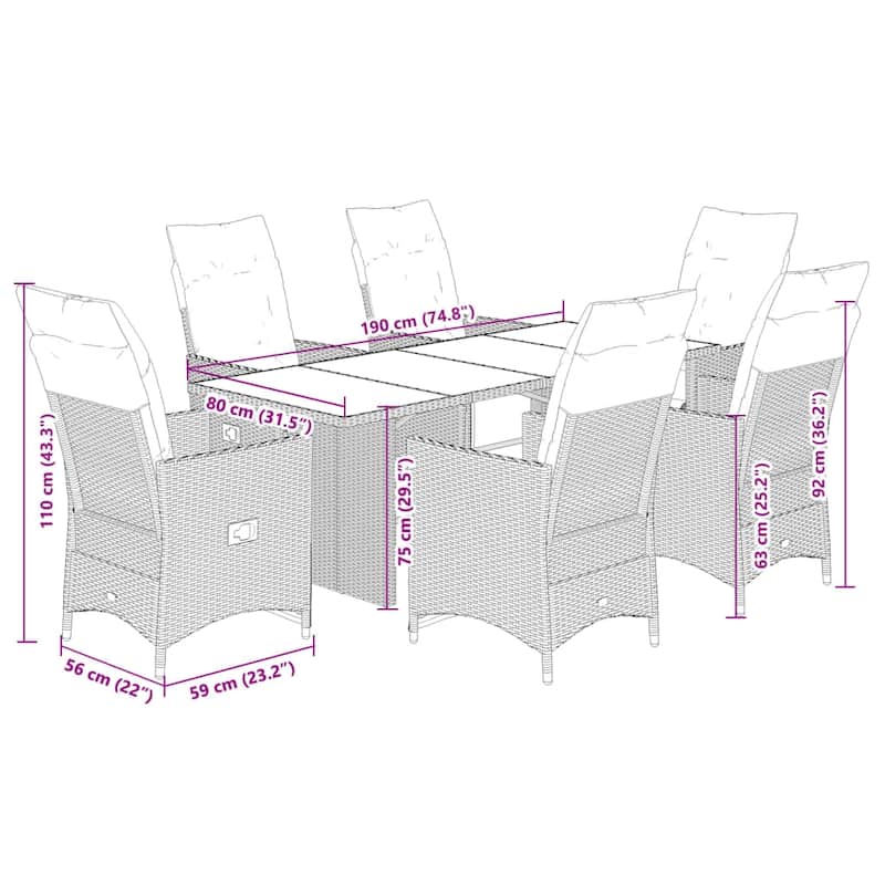 vidaXL Patio Bistro Set with Cushions Outdoor Garden Furniture Grey Poly Rattan