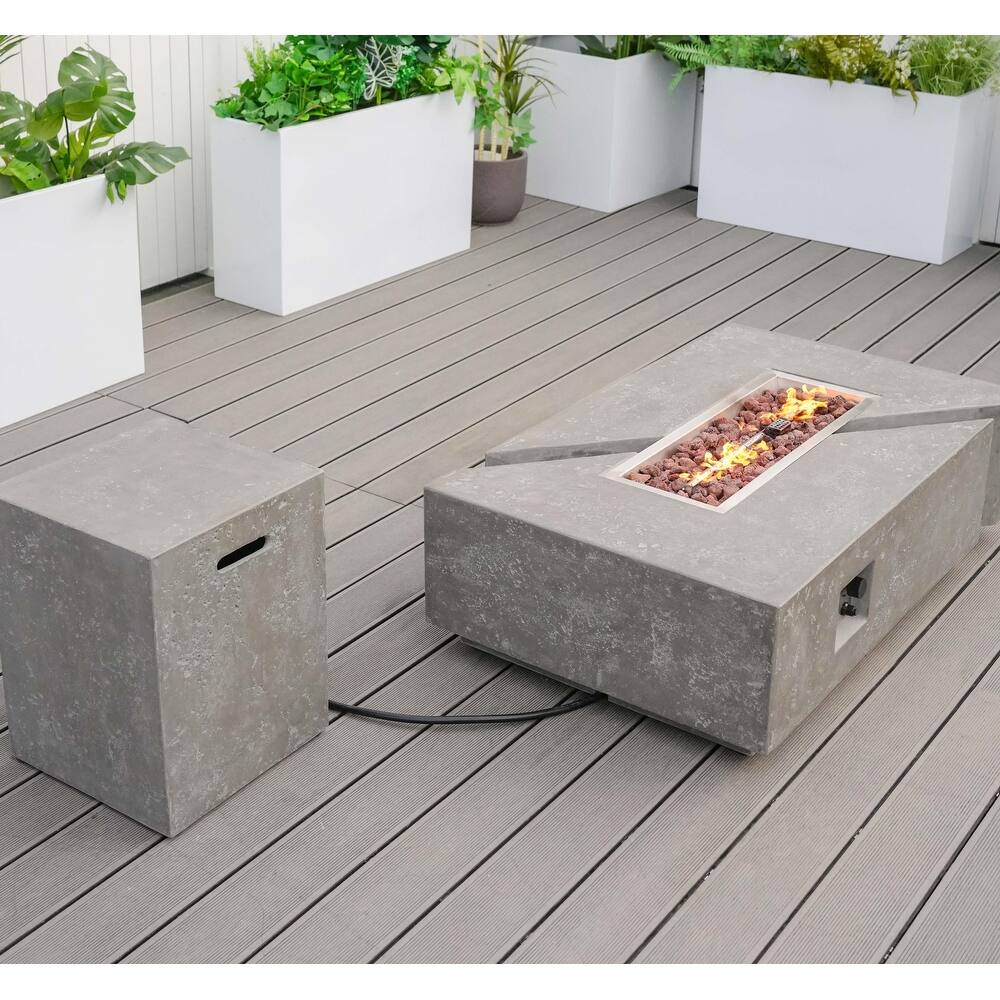 52 Inch GFRC Rectangular Cement Large Fire Pit Table