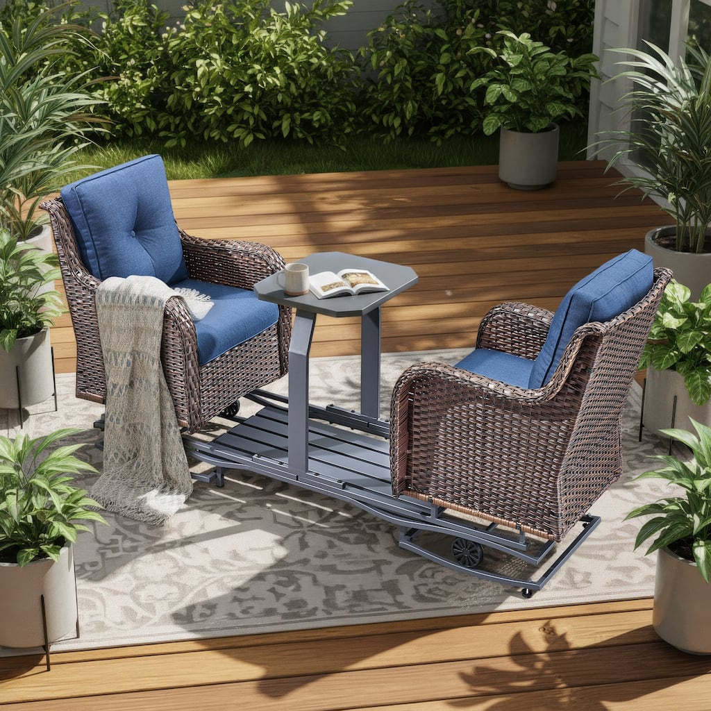 Pocassy Outdoor Double Glider Bench Patio Swing Chair