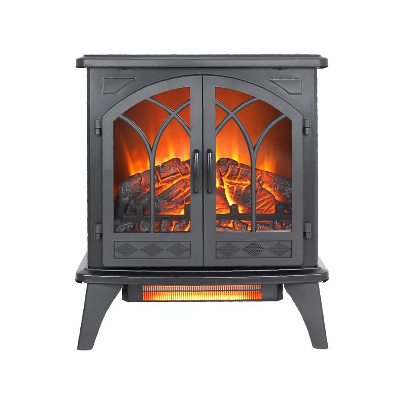 Infrared Quartz Fireplace Stove, 24 Inch 3D Flame with Remote Control - Ideal for Home & Office
