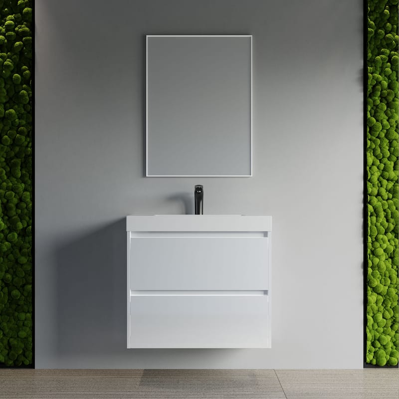 Anne 30" Single Bathroom Vanity Set - White - Single White Resin Sink