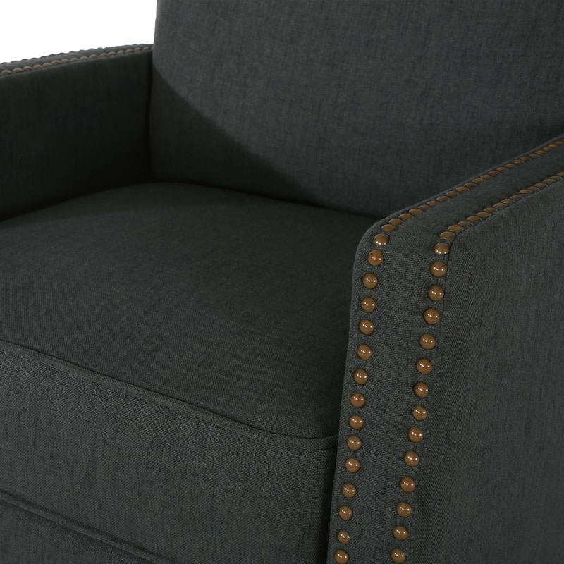 Fabric Upholstered Recliner Chair, Mid-Century Modern Recliner Adjustable Single Sofa Chair with Thicker Seat Cushion