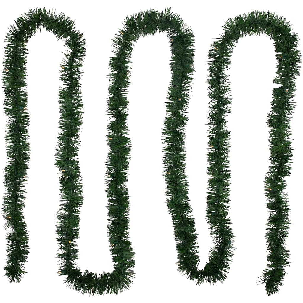 Battery Operated Pine Christmas Garland 18' x 3" Warm White LED
