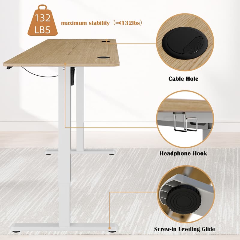 Electric Standing Desk, Height Adjustable Desk with Memory Preset and LED Display