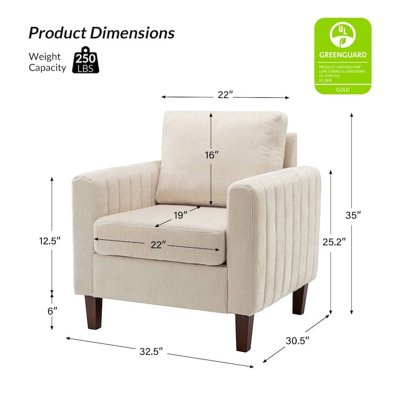 Ganymedes Upholstered Accent Club Chair with Wood Legs by HULALA HOME